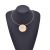 N-8376 Fashion Minimalist Round Gold Aloy Irregular Embossed Pattern Collar Necklace Earrings Jewelry Sets