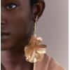 E-6742 Gold Silver 3D Alloy Hollow Flower Pendant Earrings for Women