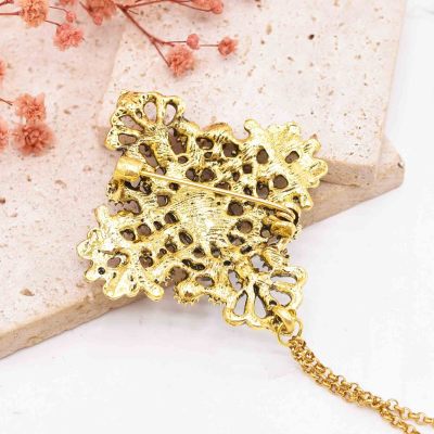 P-0544 Vintage Retro Golden Pearl Brooch for Women Party Dance Jewelry Accessories