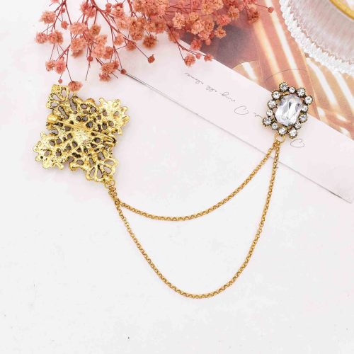P-0544 Vintage Retro Golden Pearl Brooch for Women Party Dance Jewelry Accessories