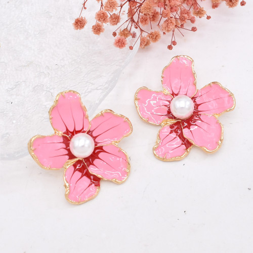 E-6750  New summer flowers with embedded pearl earrings