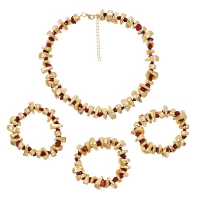 Ethnic Boho Golden Necklace Bracelet jewelry Set Jewelry Gift for Girls Women