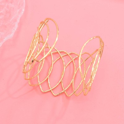B-1346 Simple Gold Geometric Open Bracelet Fashion Punk Arm Bracelet Jewelry