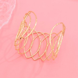 Simple Gold Geometric Open Bracelet Fashion Punk Arm Bracelet Jewelry