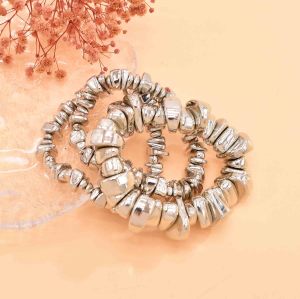 N-8380 B-1342 Fashion Silvery Necklace Bracelet Rings Jewelry Set for Women Party Dance Jewelry Accessories
