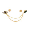 P-0545 Vintage Golden Insect Green Crystal Brooch Party Dance Jewelry Accessories for Girls Women