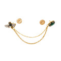 P-0545 Vintage Golden Insect Green Crystal Brooch Party Dance Jewelry Accessories for Girls Women