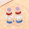 E-6754 Minority style retro long tassel silver plated versatile earrings