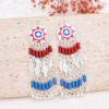 E-6754 Minority style retro long tassel silver plated versatile earrings
