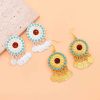 E-6755 Ethnic Afghan Gold Silver Color Alloy Acrylic Beads Dangle Earrings for Women Party