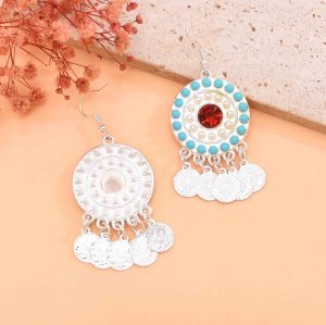 Ethnic Afghan Gold Silver Color Alloy Acrylic Beads Dangle Earrings for Women Party