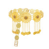 N-8384 Vintage Middle Eastern style hollowed out gold flower coin long tassel waist chain