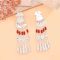 E-6752 Ethnic Silvery Alloy Long Star Red Beads Tassel  Dangle Earrings for Women