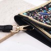N-8383 Bohemian Tibetan Style Black Beads Blue Turquoise Butterfly Pattern Leather Shoulder Bag