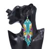 E-6758 Beads Women Drop Earrings Acrylic Bohemian Ethnic Long Tassel Statement Earrings