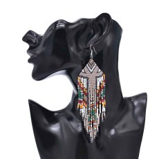 Beads Women Drop Earrings Acrylic Bohemian Ethnic Long Tassel Statement Earrings