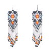 E-6759 Boho Ethnic Silvery Alloy Long Muti-Color Beads Tassel  Dangle Earrings for Girls Women
