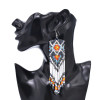 E-6759 Boho Ethnic Silvery Alloy Long Muti-Color Beads Tassel  Dangle Earrings for Girls Women
