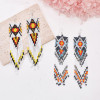 E-6759 Boho Ethnic Silvery Alloy Long Muti-Color Beads Tassel  Dangle Earrings for Girls Women