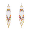 E-6761 Bohemian silver multi-color bead tassel women's earrings