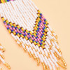 E-6761 Bohemian silver multi-color bead tassel women's earrings