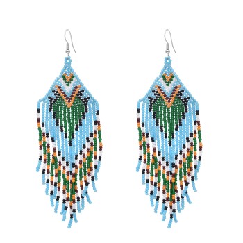 E-6763 Bohemian Ethnic Multicolor Rice Beads Drop Dangle Earrings Jewelry Gifts for Girls Women