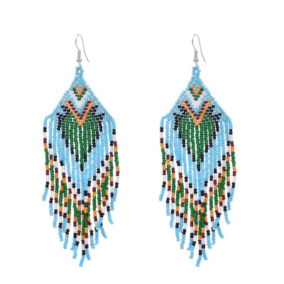 E-6763 Bohemian Ethnic Multicolor Rice Beads Drop Dangle Earrings Jewelry Gifts for Girls Women