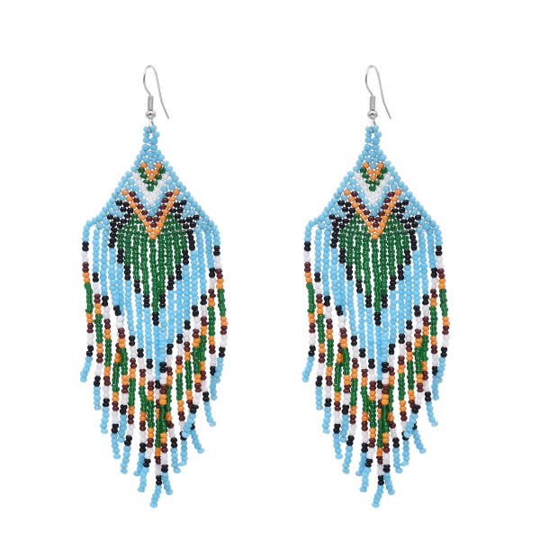 E-6763 Bohemian Ethnic Multicolor Rice Beads Drop Dangle Earrings Jewelry Gifts for Girls Women