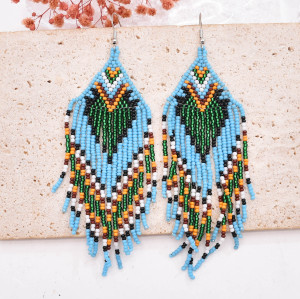 Bohemian Ethnic Multicolor Rice Beads Drop Dangle Earrings Jewelry Gifts for Girls Women
