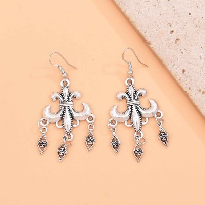 E-6762 Vintage Alloy Women Earrings Ethnic Pendant Tassel Charms Drop Earrings