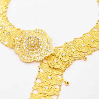 N-8387 Fashion Full Crystal Flower Pattern Waist Belly Chains for Women Dance Party Jewelry Accessories