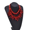 N-8394 Ethnic Imitation Red Coral Two-Layer Chains Necklace Jewelry Gift for Girls Women