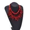 N-8394 Ethnic Imitation Red Coral Two-Layer Chains Necklace Jewelry Gift for Girls Women