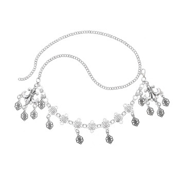 F-1195 Ethnic style silver pendant tassel headwear