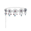 N-8396 Vintage Silver Hollow Flower Acrylic Water Drop Tassel Metal Waist Chain Body Jewelry