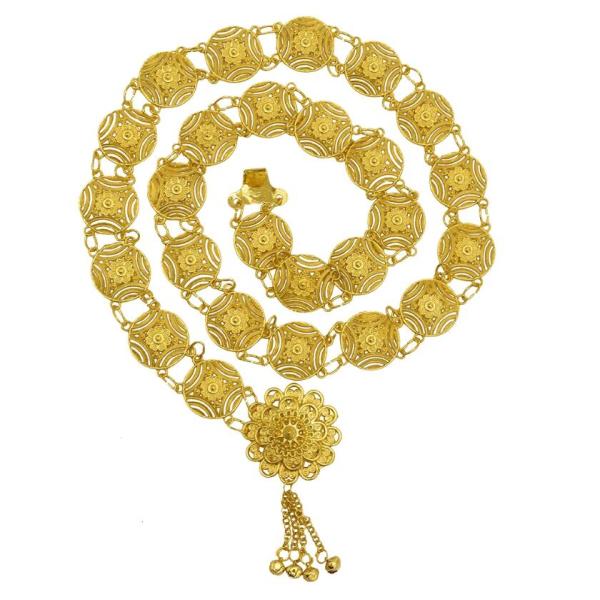 N-7386-A New Belly Dance Waist Chain Ladies Bohemian Trend Ethnic Style Alloy Waist Jewelry Flower-shaped Accessories