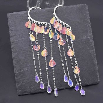 E-6765 Fairy Bohemian Silver Long Tassel Crystal Earrings Jewelry Accessories