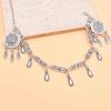 F-1203 Retro Silver Droplet Tassel Hollow Flower Forehead Chain Hair Ornament