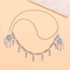F-1203 Retro Silver Droplet Tassel Hollow Flower Forehead Chain Hair Ornament