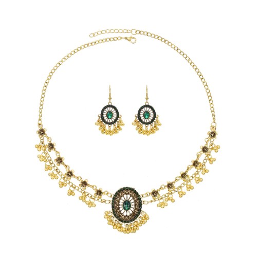 E-6766 N-8398 Classic Indian Ethnic Style Bell Tassel Earring Necklace Set for Women