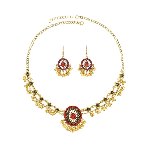 E-6766 N-8398 Classic Indian Ethnic Style Bell Tassel Earring Necklace Set for Women