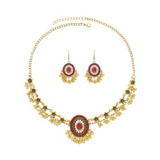 Classic Indian Ethnic Style Bell Tassel Earring Necklace Set for Women