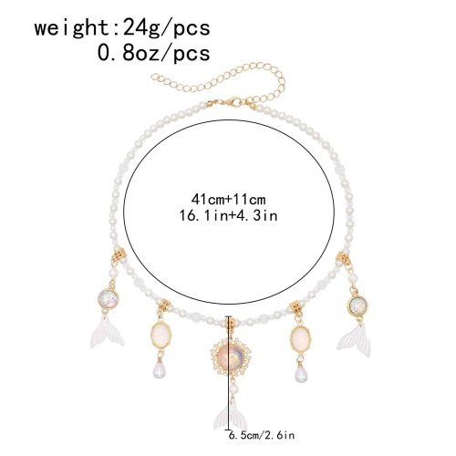 F-1202 Mermaid Pendant Women Necklace Elegant Party Charms Pearl Chains Necklace