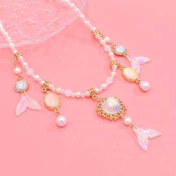 F-1202 Mermaid Pendant Women Necklace Elegant Party Charms Pearl Chains Necklace