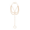 B-1356 Golden Simple Adjustable Foot Chain with Openable Ring Anklet Bracelet Beach Body Jewelry