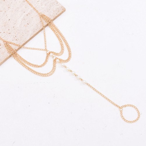 B-1356 Golden Simple Adjustable Foot Chain with Openable Ring Anklet Bracelet Beach Body Jewelry