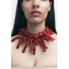 N-8394 Ethnic Imitation Red Coral Two-Layer Chains Necklace Jewelry Gift for Girls Women