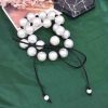 N-8403 Fashion Double Layer White Pearl Black Nylon Rope Necklace for Women Jewelry Accessories