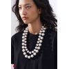 N-8403 Fashion Double Layer White Pearl Black Nylon Rope Necklace for Women Jewelry Accessories