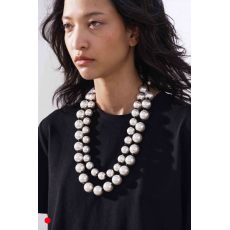 Fashion Double Layer White Pearl Black Nylon Rope Necklace for Women Jewelry Accessories